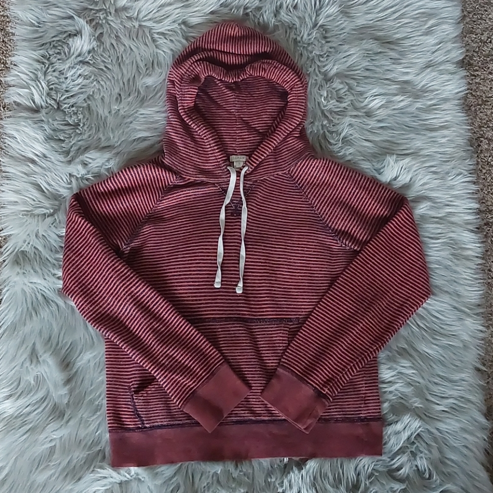 J. Crew Red and Black Striped Hoodie
